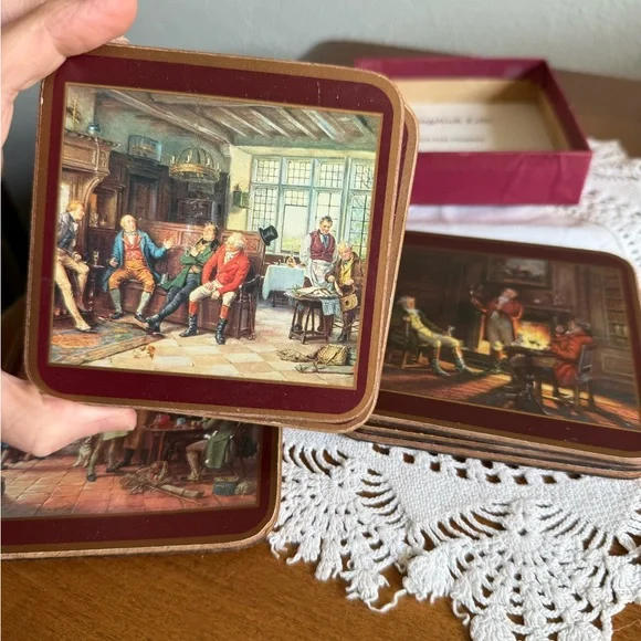 Vtg English Life Satin Finish Cork back Coasters set of 6 - Picture 2 of 4
